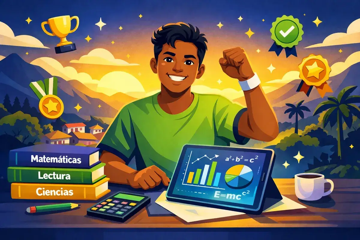 Estudiante colombiano preparándose para el ICFES